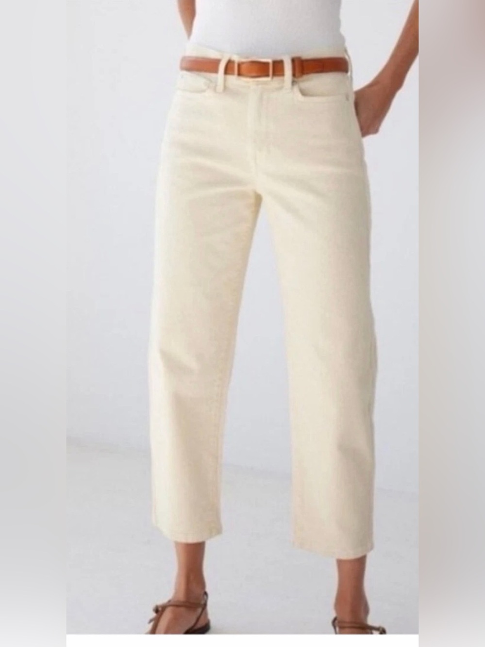 AYR The Beat Drop High Rise Barrel Leg Jeans Cream Size 29